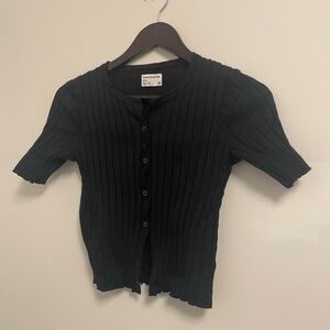 Frank & Oak Charcoal Ribbed Cardigan